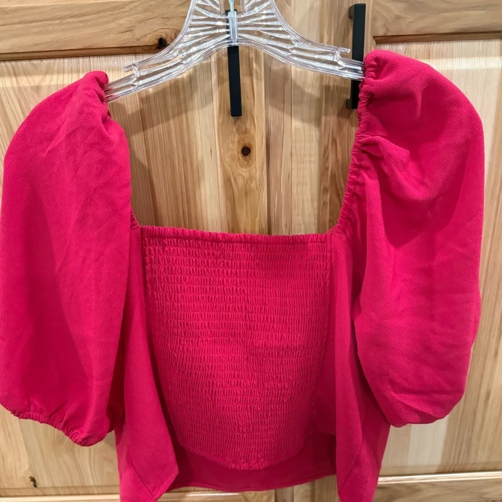 Abercrombie & Fitch Pink Puff Sleeve Sweetheart Corset Top Size L Magenta Pink